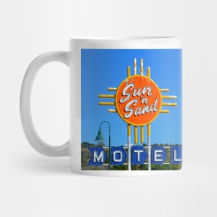 Sun N Sand Motel sign circa 1950s route 66 Mug